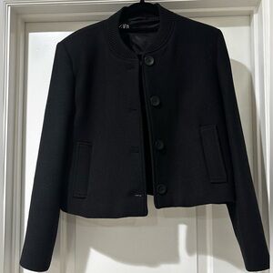Zara Black Short Coat Jacket Size L